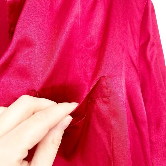 Victorias Secret Womens Y2K Satin Button Front Sleep Shirt Dress Size L Red - Picture 4 of 6
